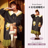 Lizakosht Women Nightgown Winter Flannel Sweet Hooded Sleepshirts Female Warm Cute Casual Loose Cozy Thicker Mid-calf Fashion Soft Chic